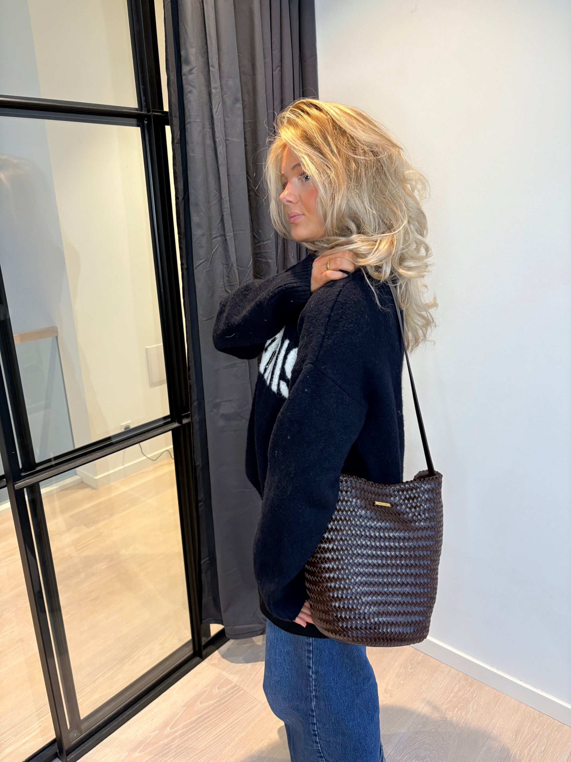 Crossbody Woven Bag - Dark Chocolate