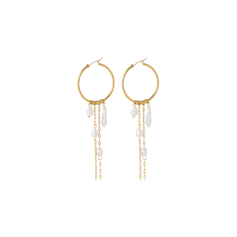 Baroque Pearl Hoops
