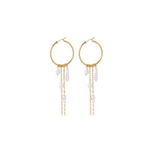Baroque Pearl Hoops