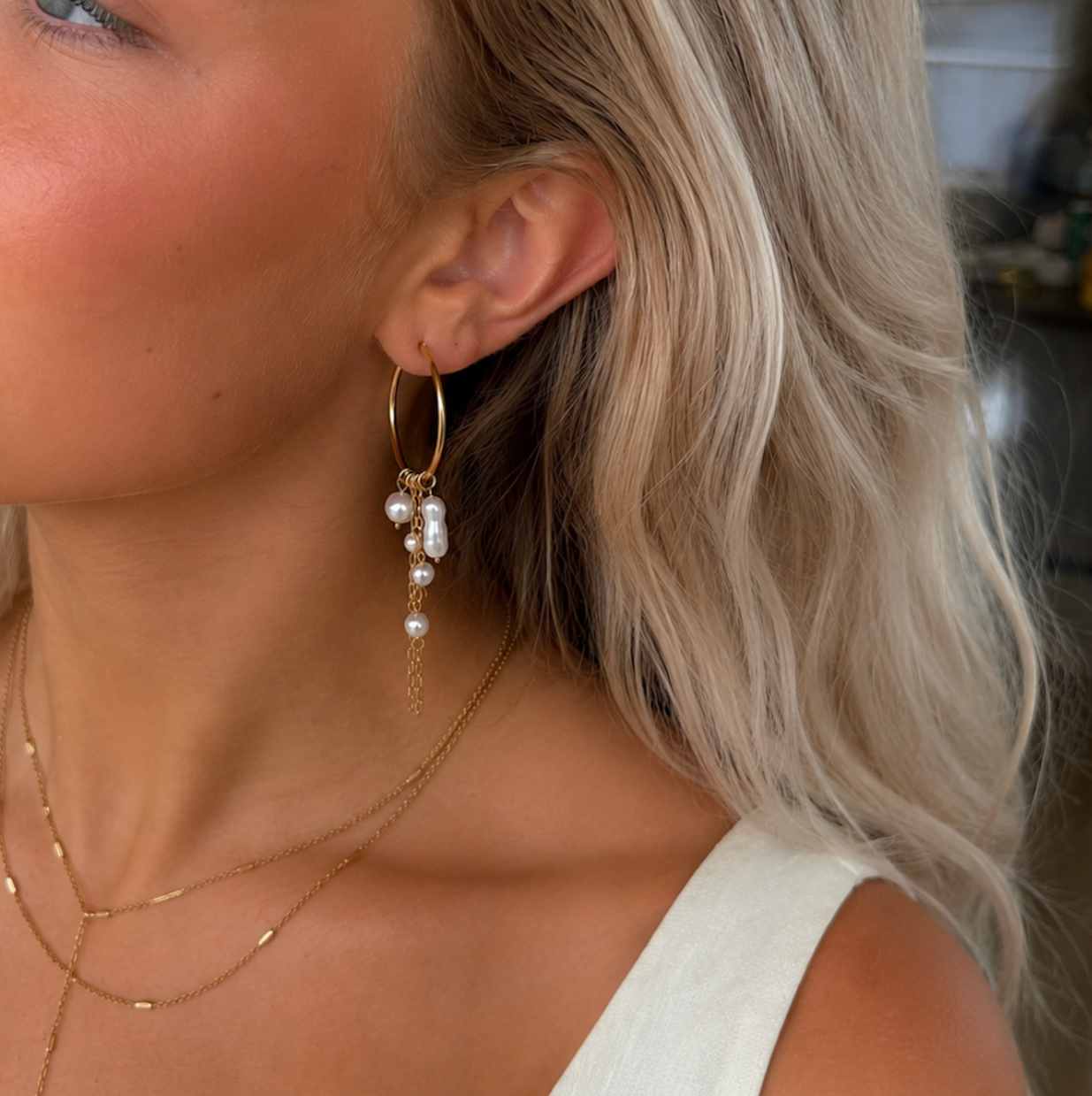 Baroque Pearl Hoops